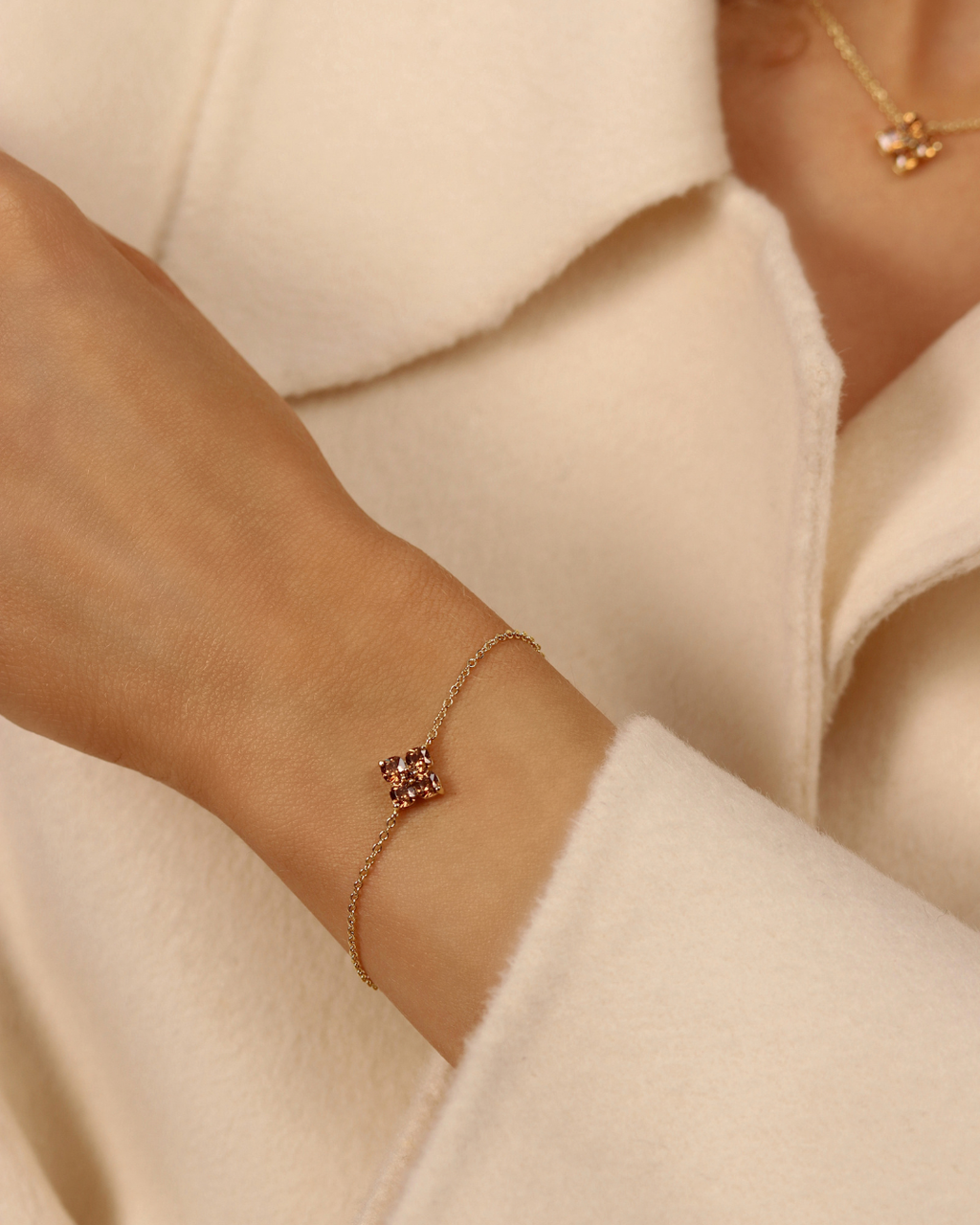 Mini Crystal Hydrangea Bracelet - Maple