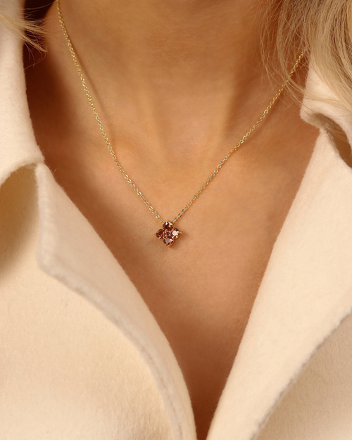 Mini Crystal Hydrangea Necklace - Maple