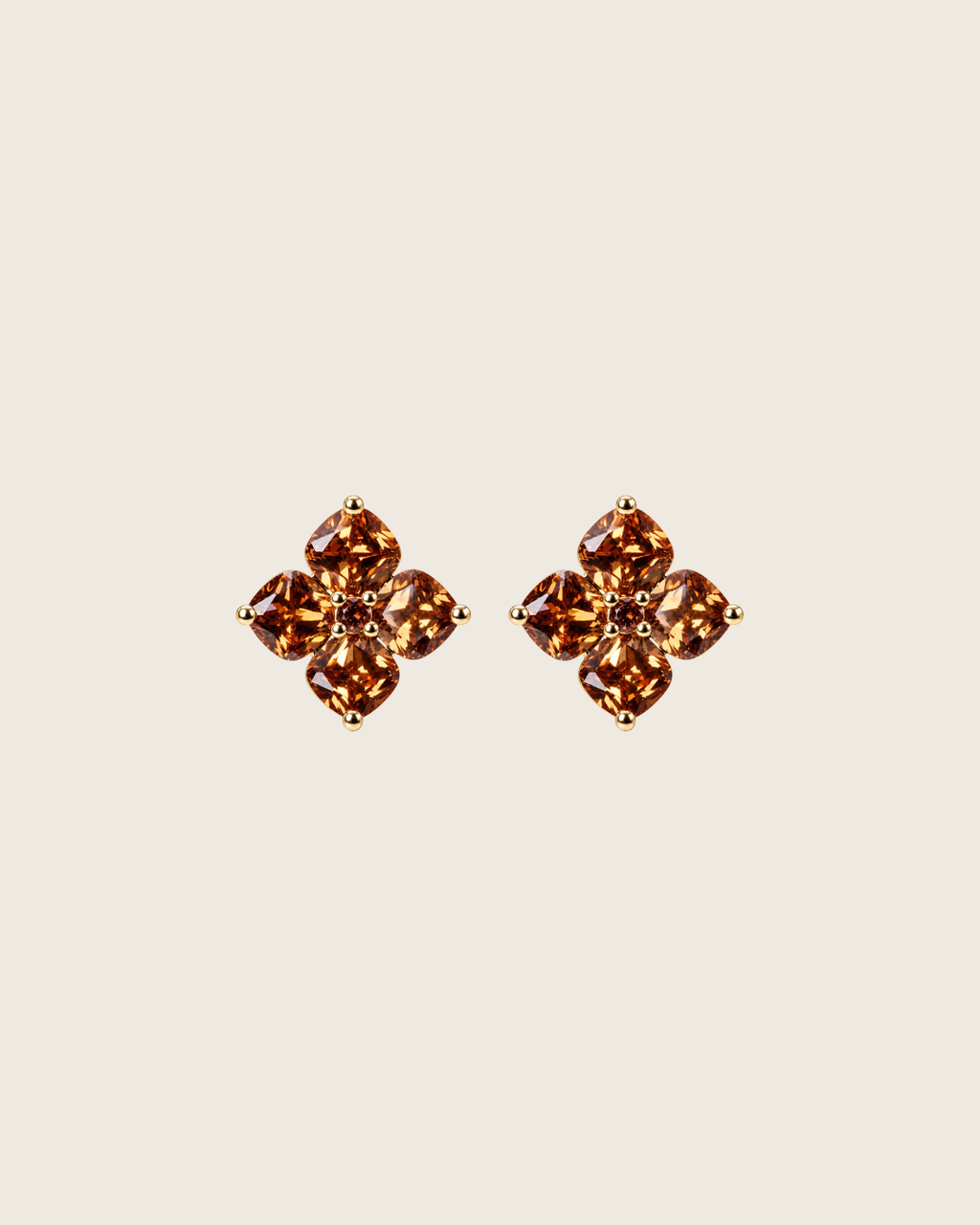 Mini Crystal Hydrangea Stud Earrings - Maple