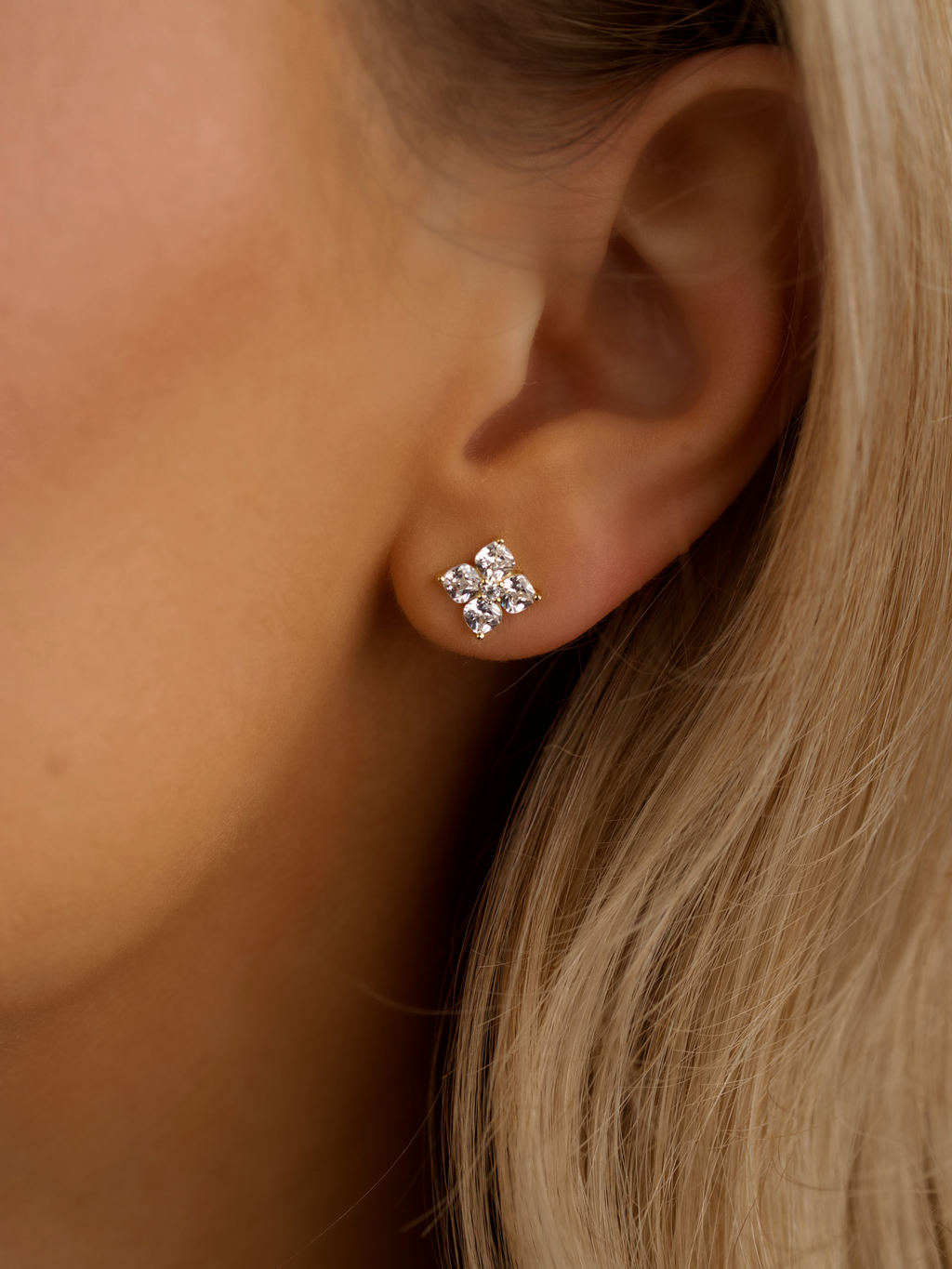 Petite Crystal Hydrangea Stud Earrings