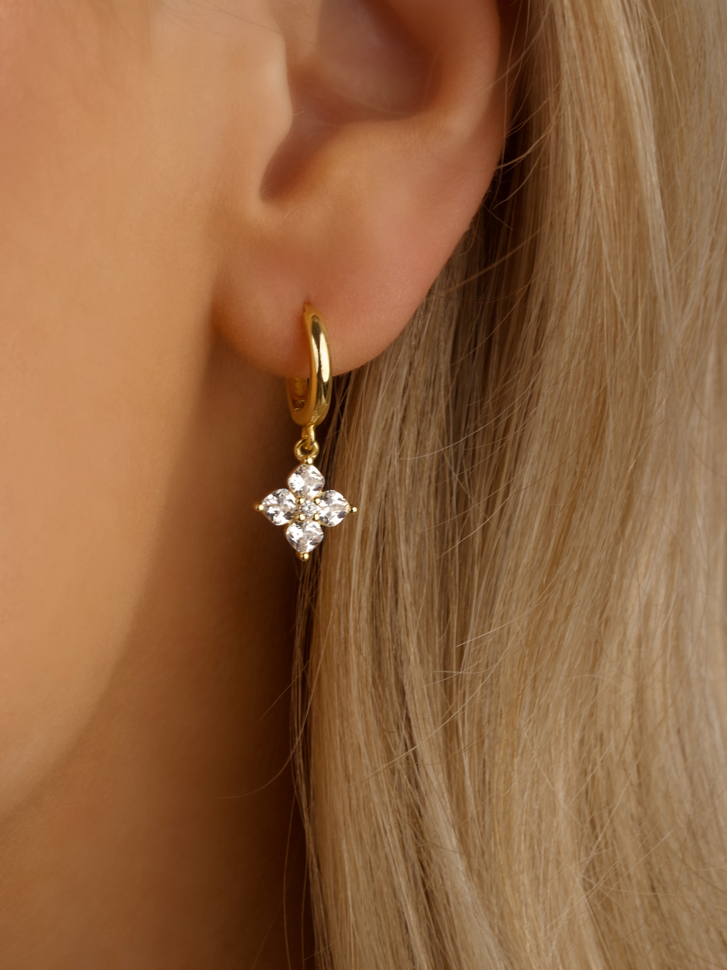 Petite Crystal Hydrangea Hoop Earrings