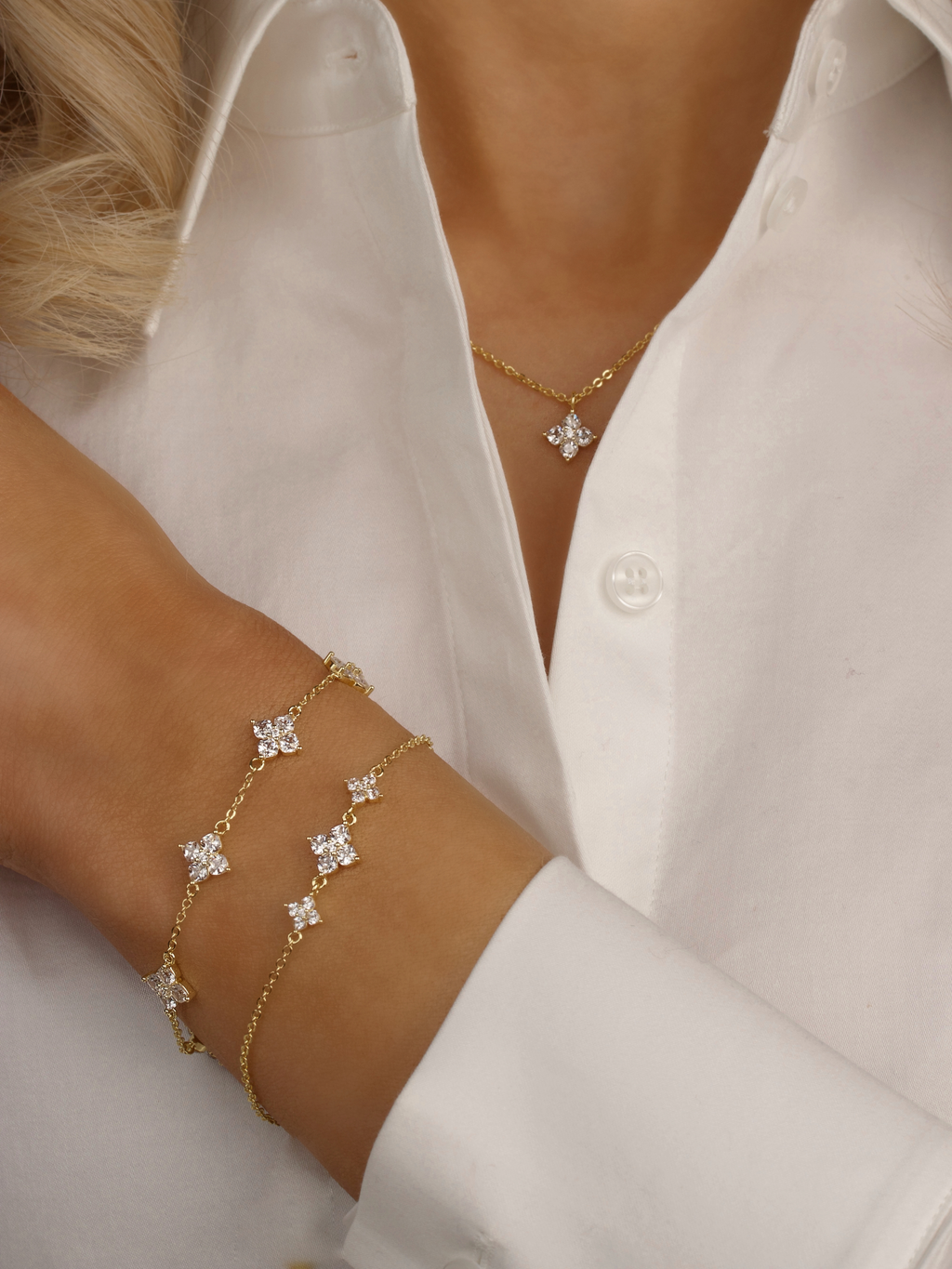 Multi-Petite Crystal Hydrangea Bracelet