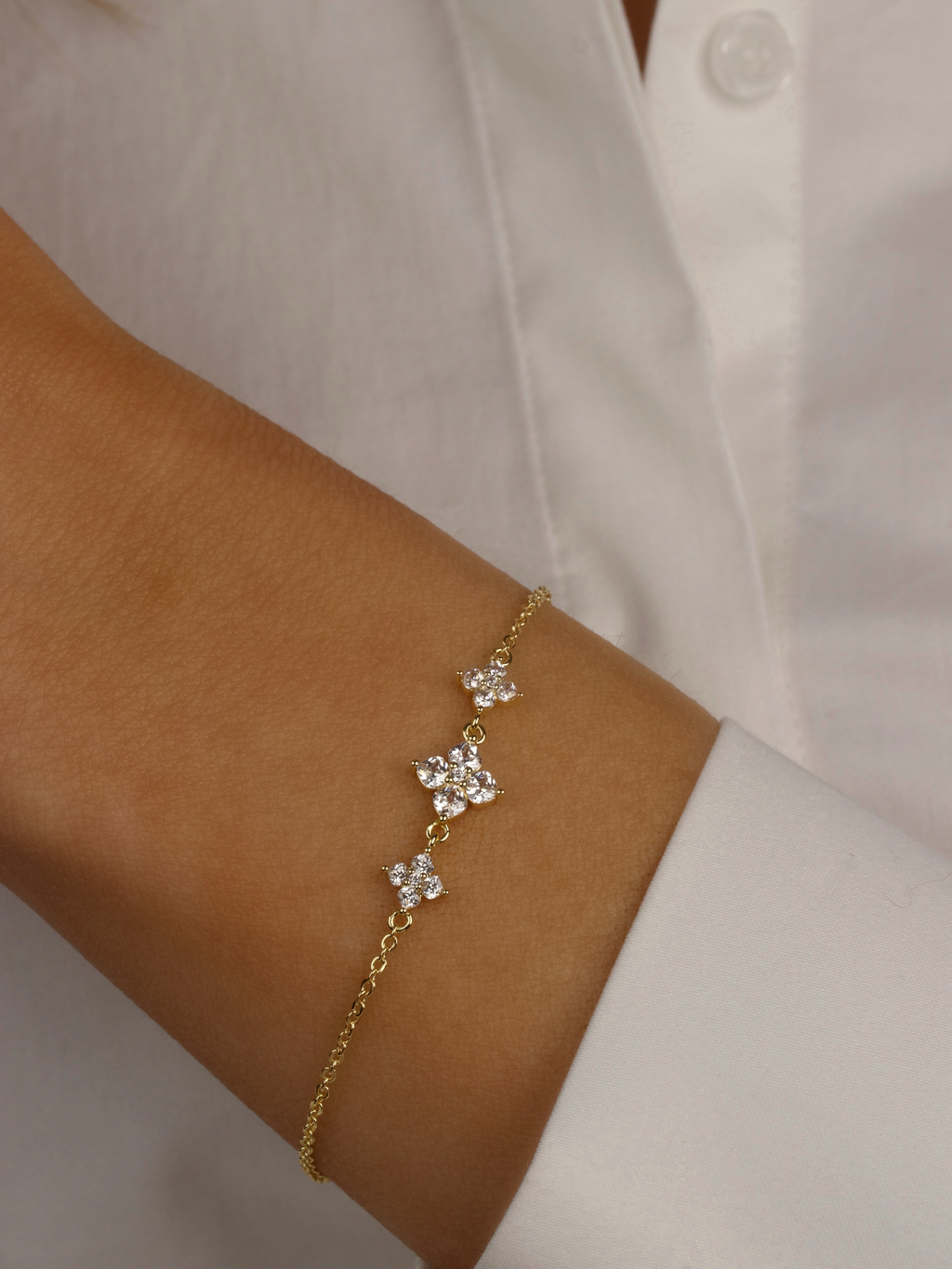 Triple Crystal Hydrangea Bracelet