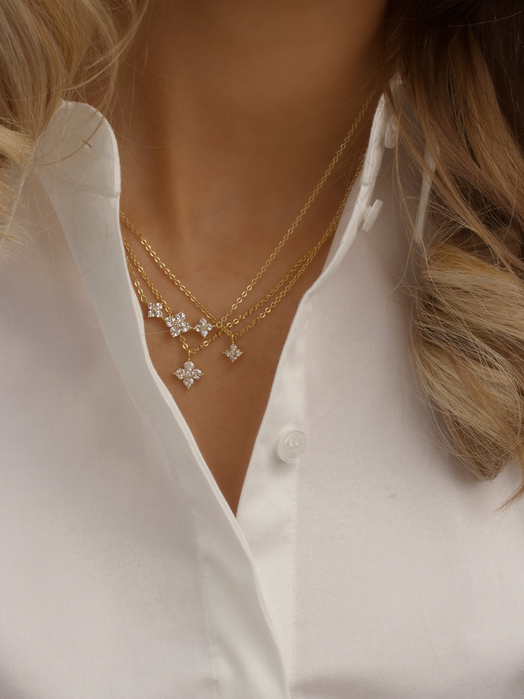 Triple Crystal Hydrangea Necklace