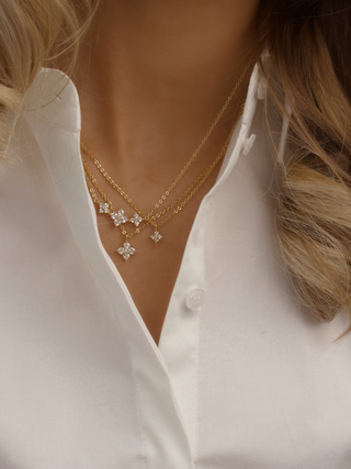 Triple Crystal Hydrangea Necklace