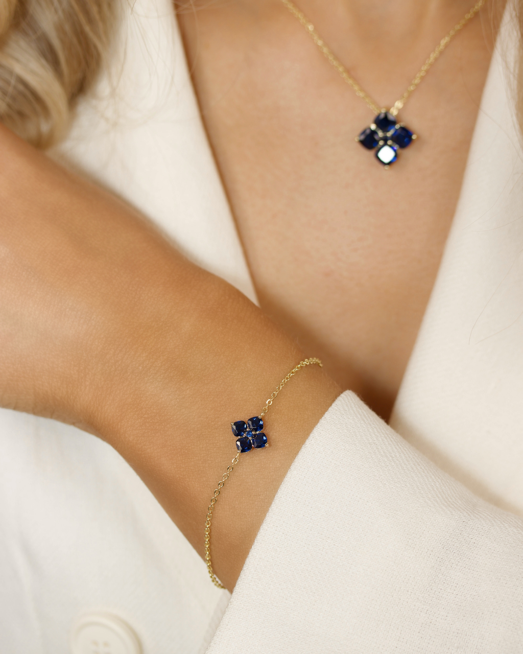 Mini Crystal Hydrangea Bracelet - Blueberry