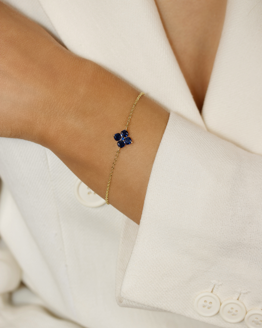 Mini Crystal Hydrangea Bracelet - Blueberry