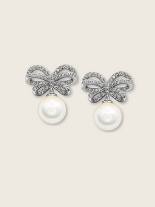 *PREORDER 6 WEEKS* Meredith Bow Sparkly Pearl Earrings