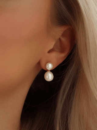Delphine Double-Pearl Drop Earrings