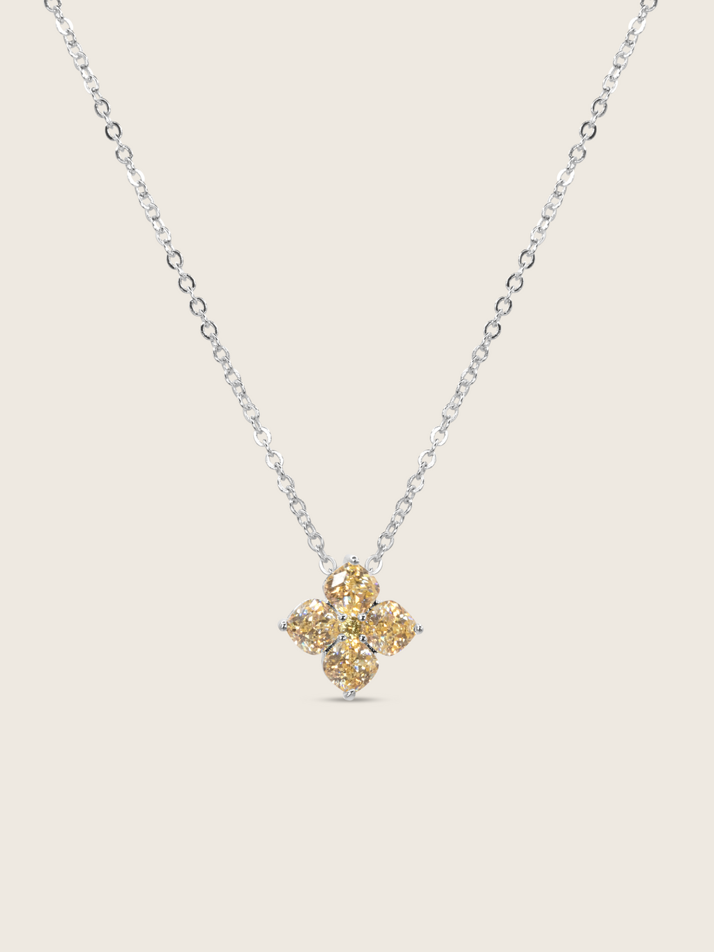 Crystal Hydrangea Necklace - Lemon Drop
