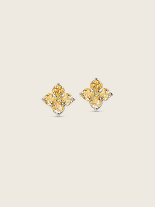 Mini Crystal Hydrangea Stud Earrings - Lemon Drop