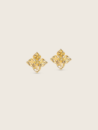 Mini Crystal Hydrangea Stud Earrings - Lemon Drop