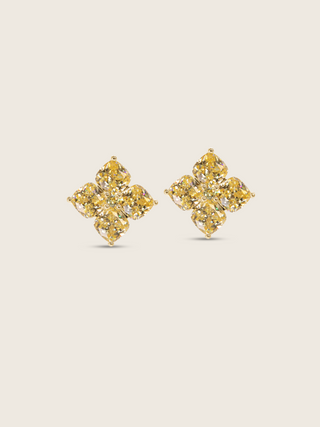 Crystal Hydrangea Stud Earrings - Lemon Drop