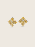 Crystal Hydrangea Stud Earrings - Lemon Drop