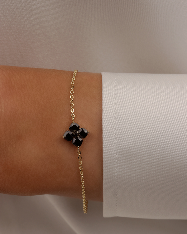 Mini Crystal Hydrangea Bracelet - Espresso