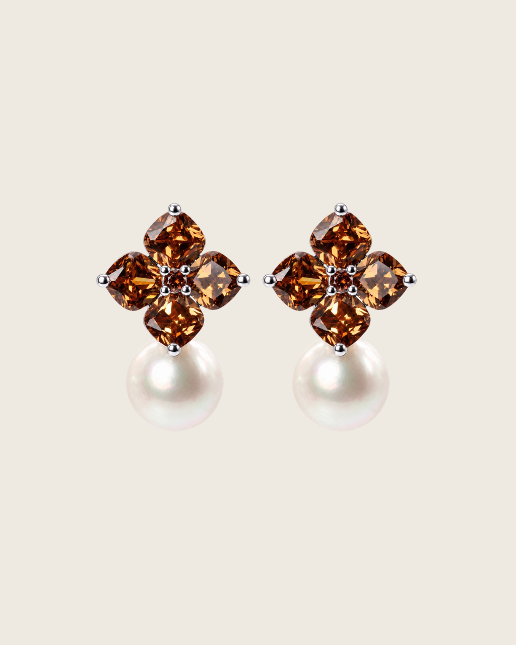 Crystal Hydrangea Earrings - Maple