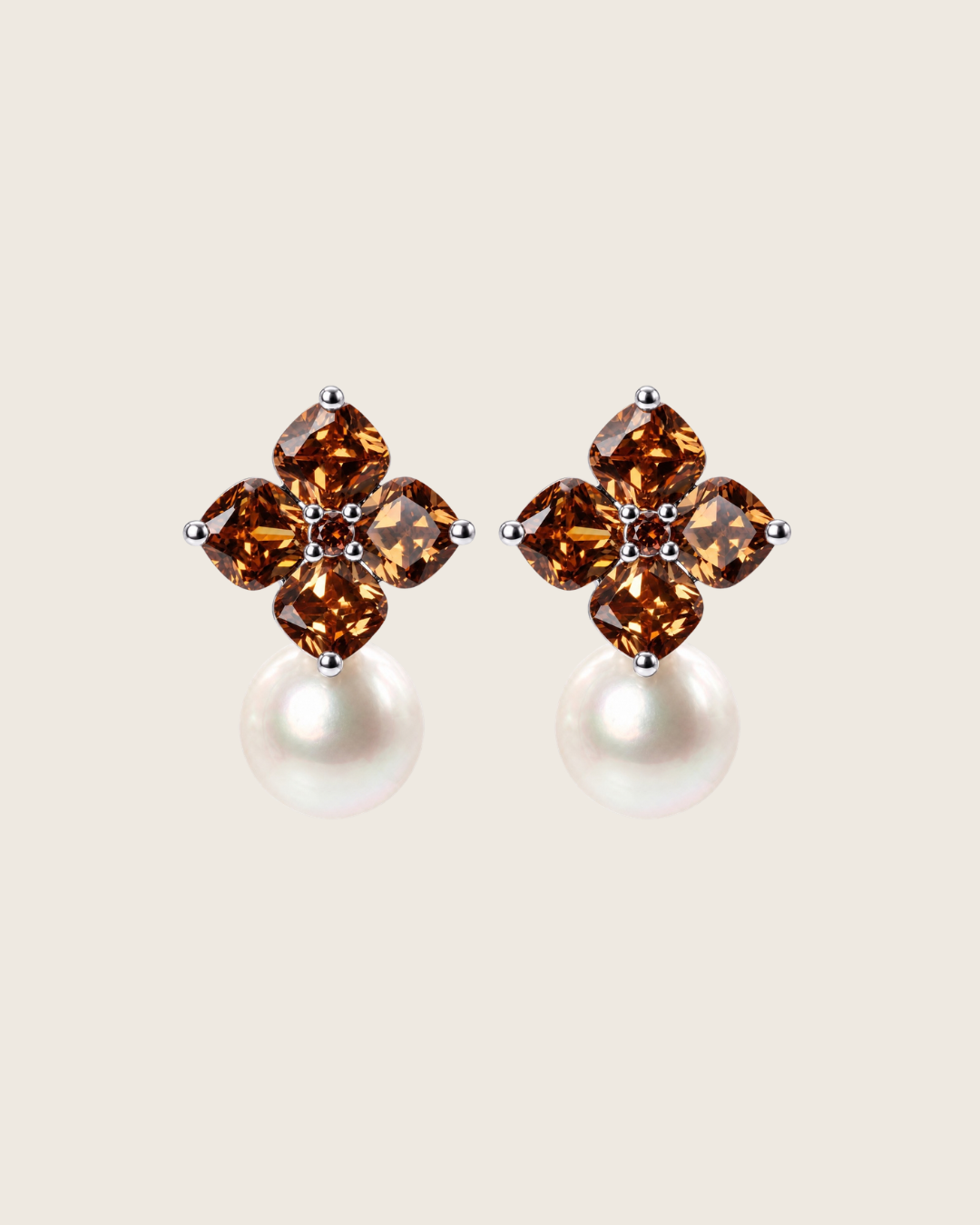 Crystal Hydrangea Earrings - Maple