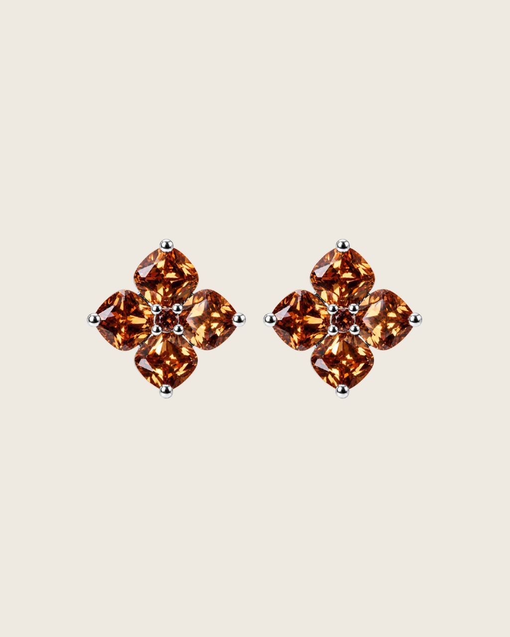 Crystal Hydrangea Stud Earrings - Maple