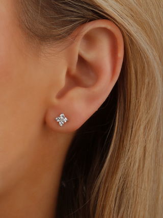 Micro Crystal Hydrangea Stud Earrings