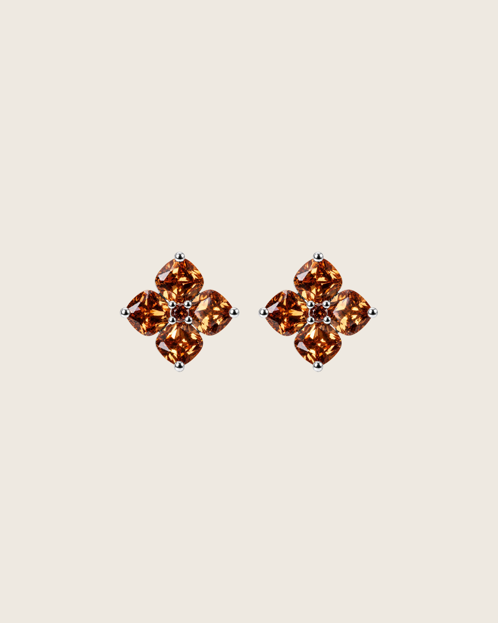 Mini Crystal Hydrangea Stud Earrings - Maple