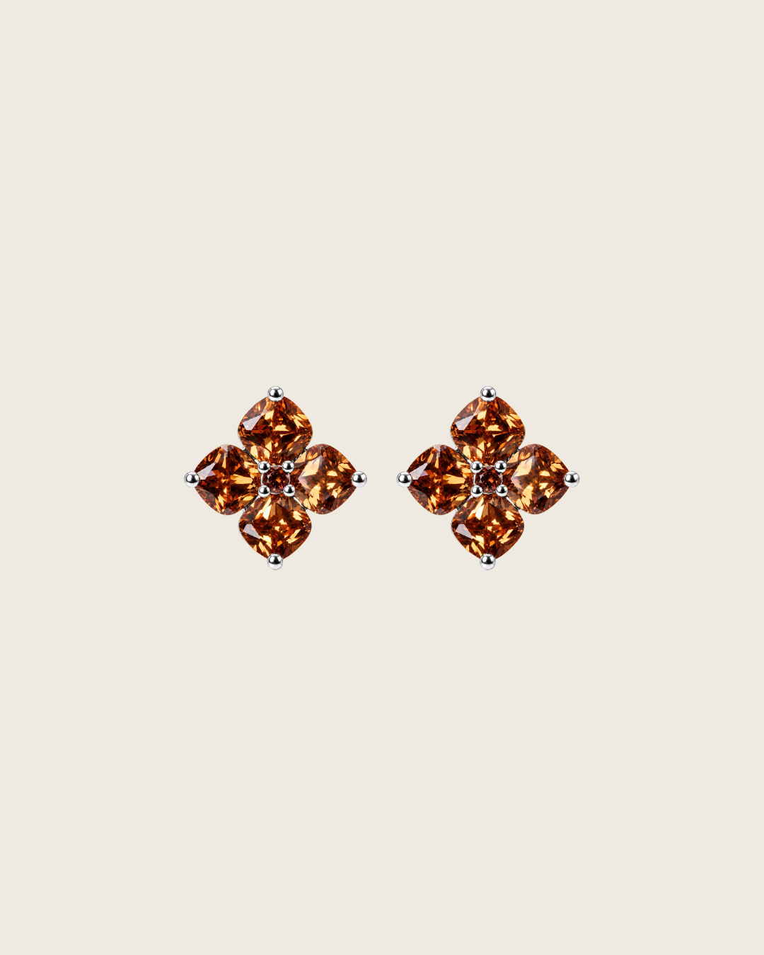Mini Crystal Hydrangea Stud Earrings - Maple