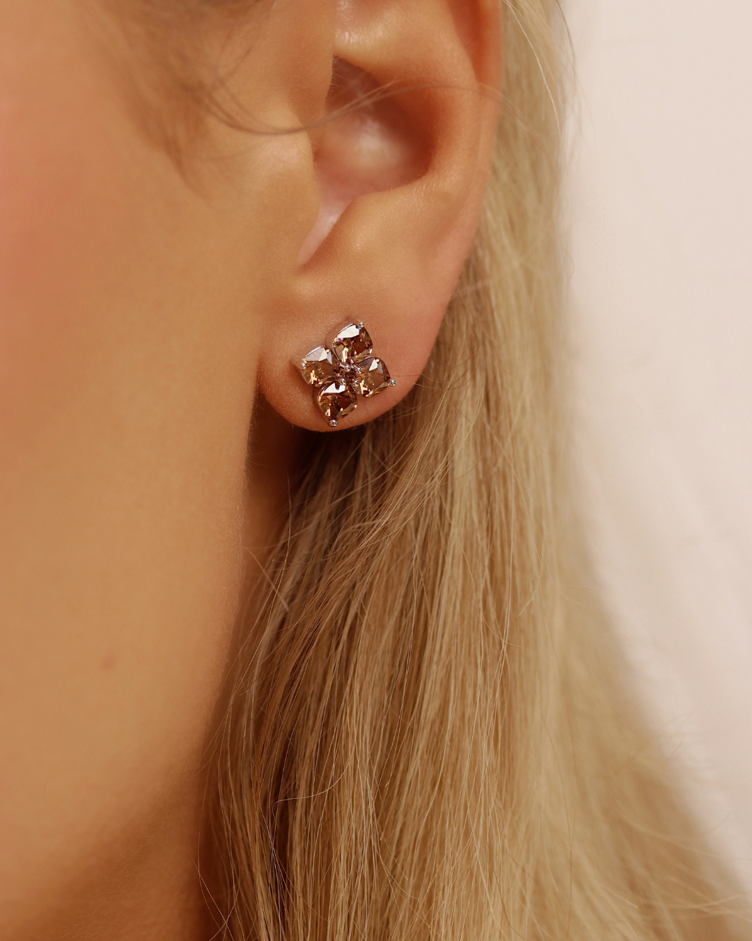Mini Crystal Hydrangea Stud Earrings - Maple