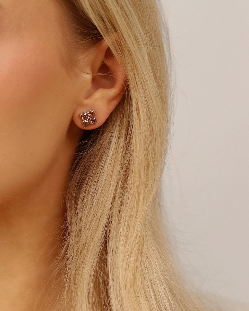 Mini Crystal Hydrangea Stud Earrings - Maple
