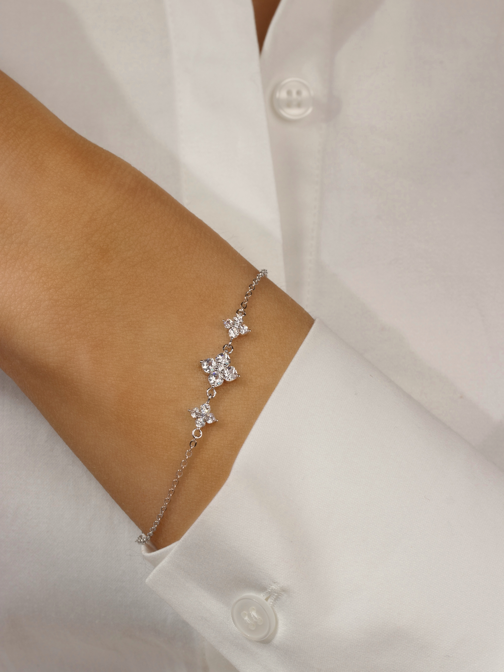 Triple Crystal Hydrangea Bracelet