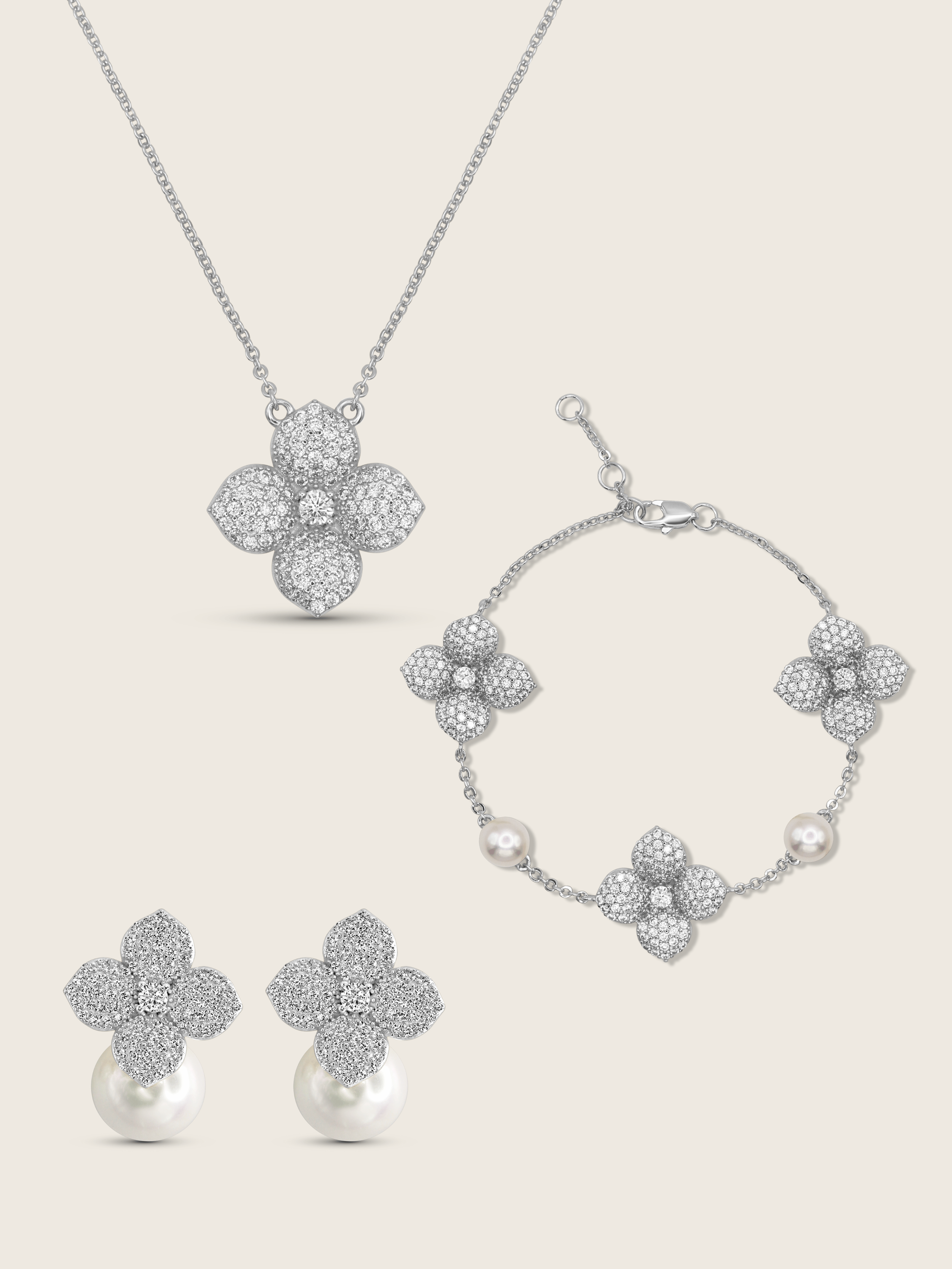 Hydrangea Set - Necklace, Earrings & Bracelet