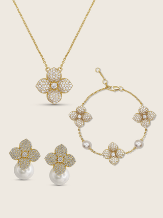Hydrangea Set - Necklace, Earrings & Bracelet