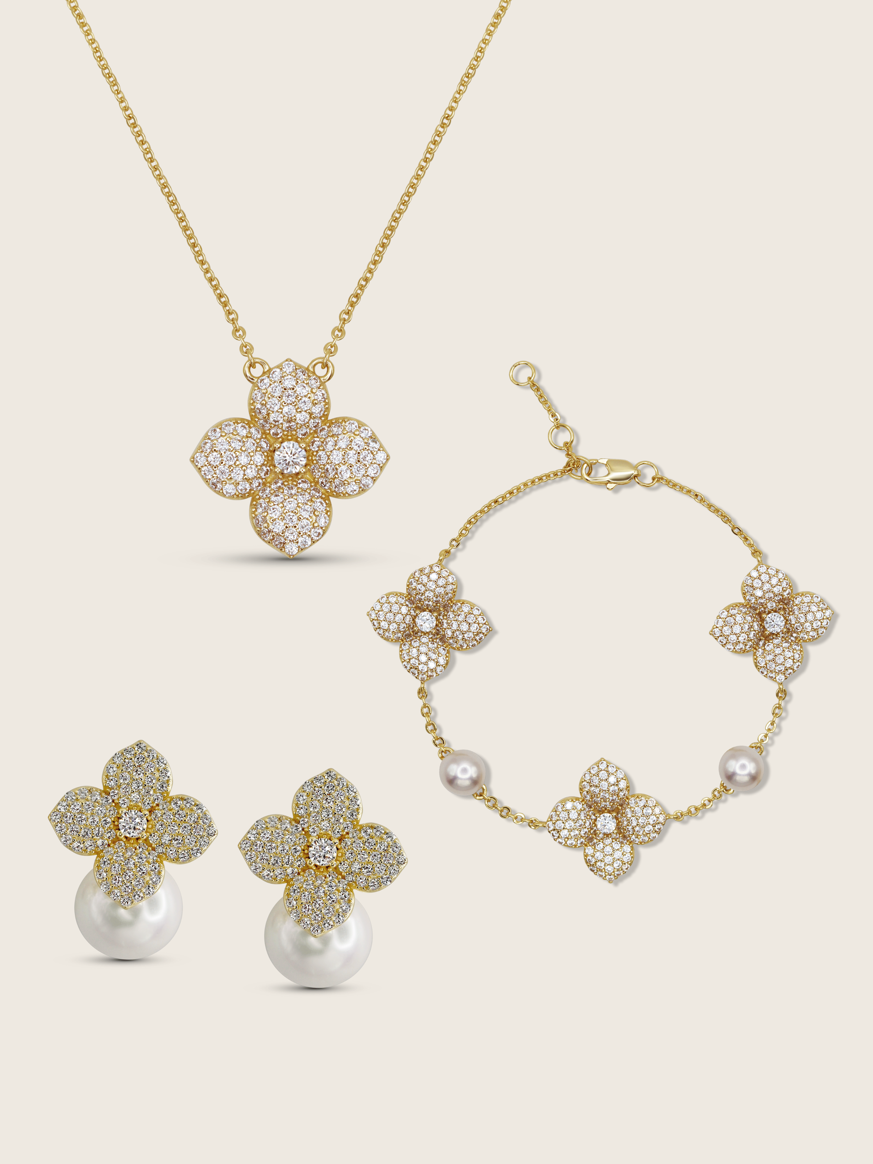 Hydrangea Set - Necklace, Earrings & Bracelet