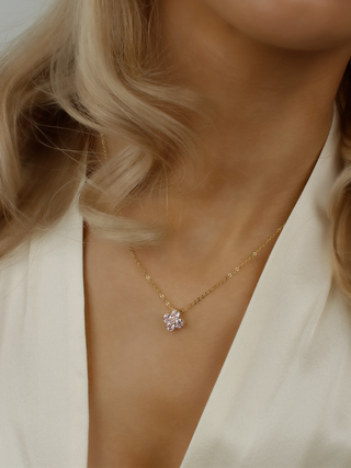 Mini Crystal Hydrangea Necklace - Blush