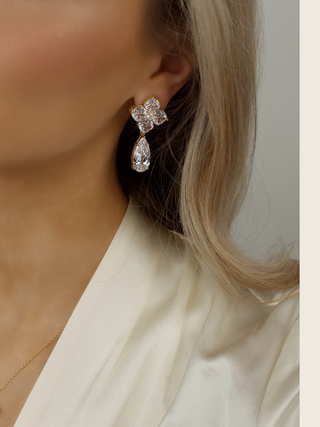 Large Crystal Hydrangea Pear Drop Earrings