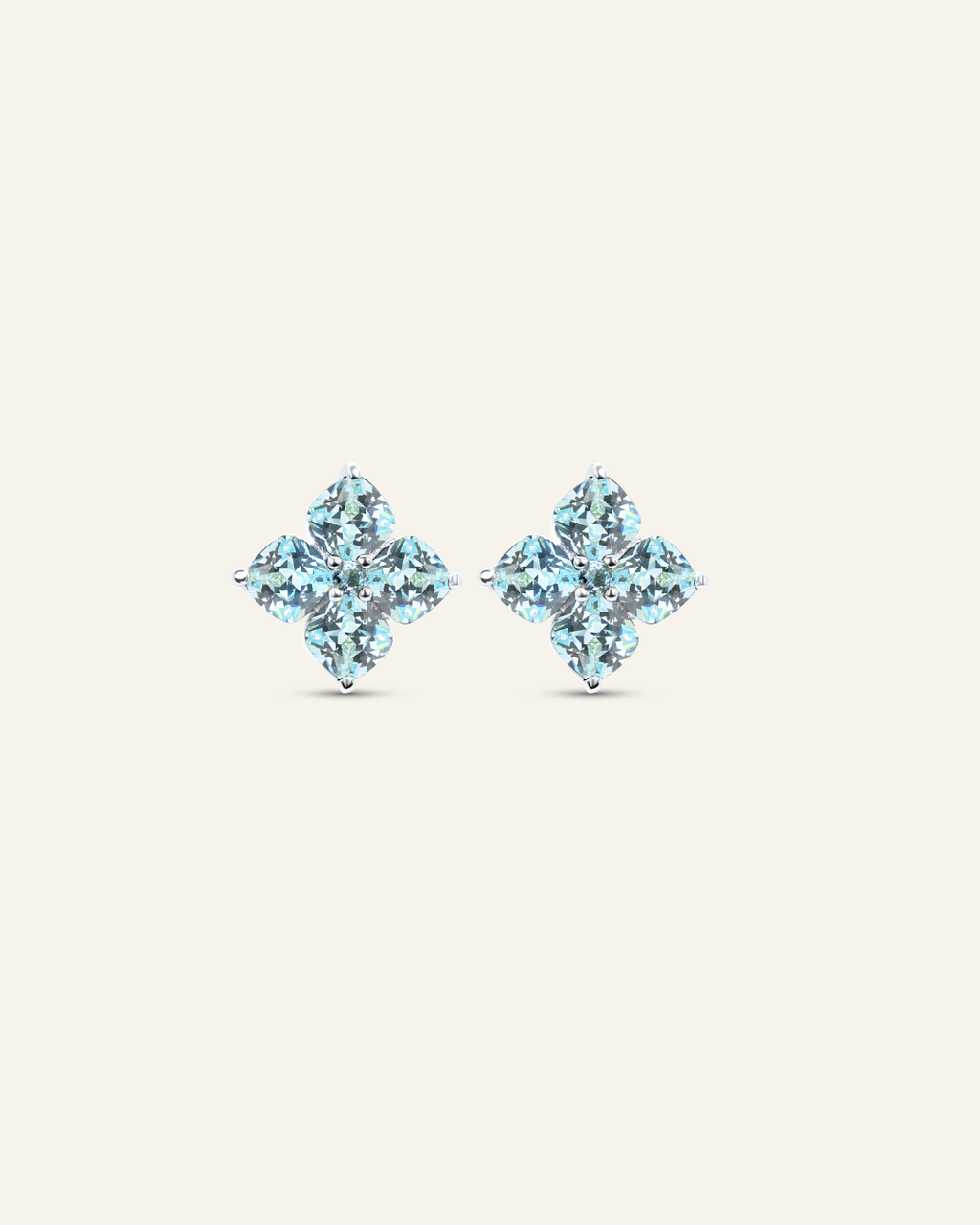 Crystal Hydrangea Stud Earrings - Aqua