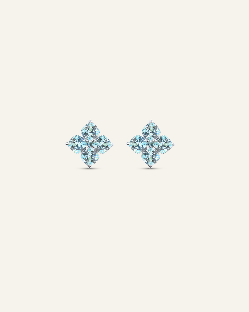 Mini Crystal Hydrangea Stud Earrings - Aqua