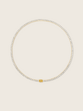 Gold plated tennis necklace with clear CZ stones and a lemon yellow oval centre stone for a radiant statement look