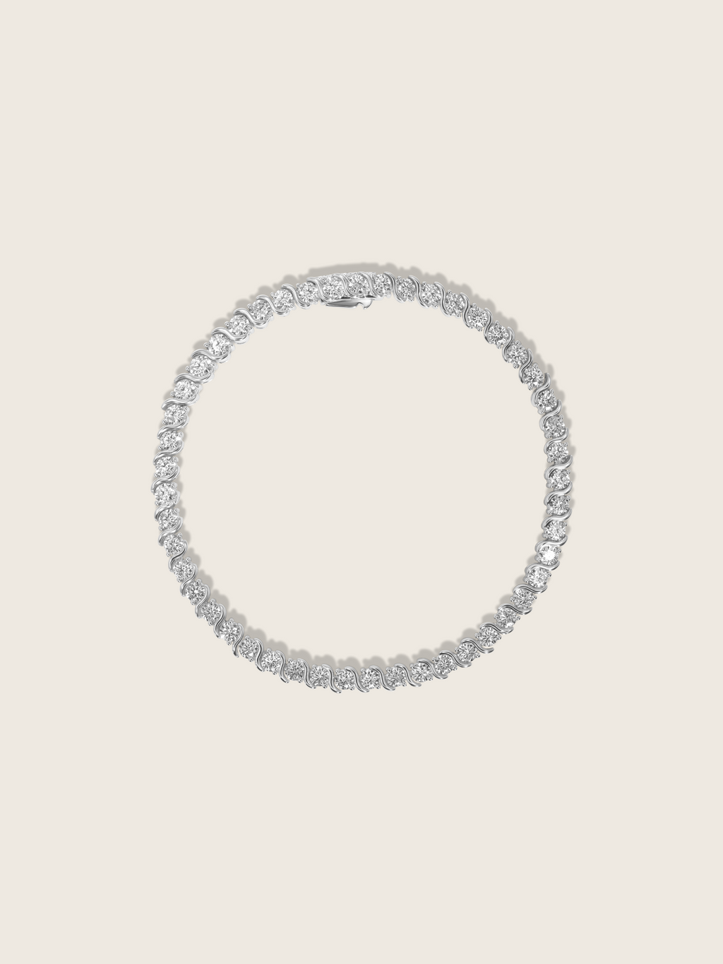 Estelle tennis bracelet white gold plated with cubic zirconia stones and distinctive S link design