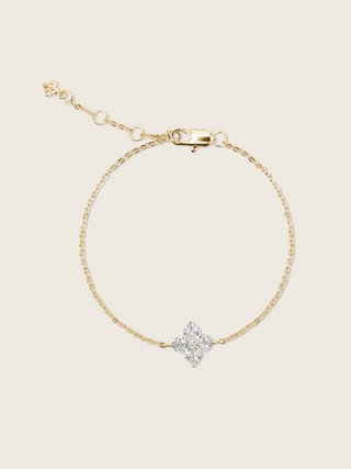 gold mini crystal hydrangea bracelet flatlay showcasing the sparkle