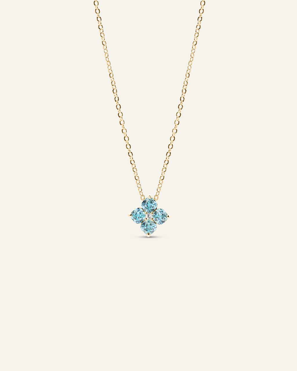 Mini Crystal Hydrangea Necklace - Aqua