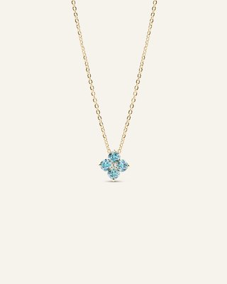 Mini Crystal Hydrangea Necklace - Aqua