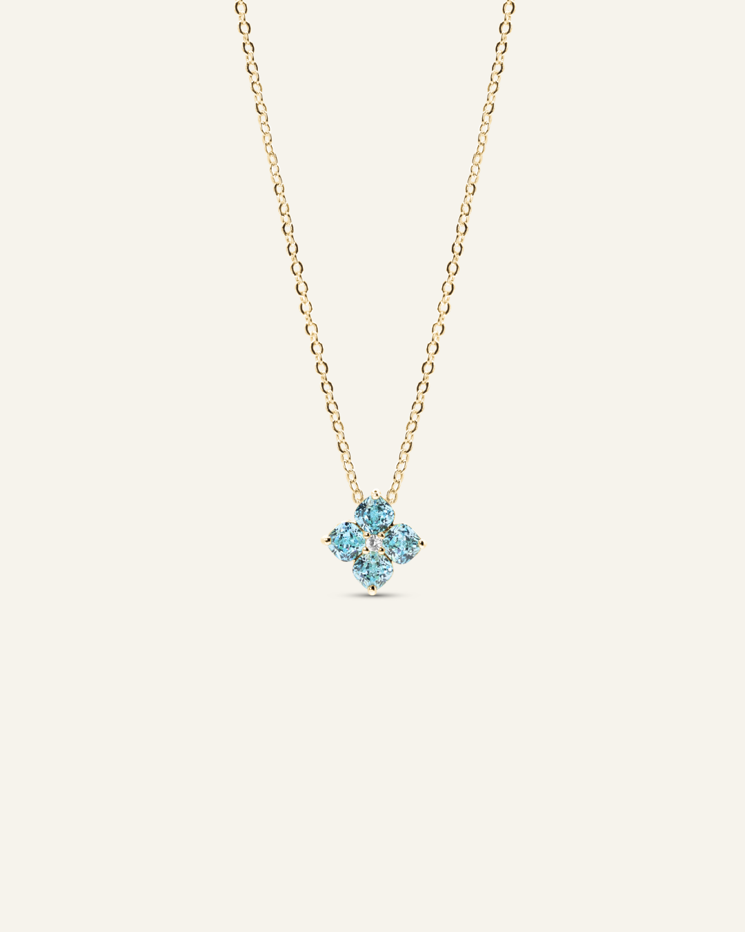 Mini Crystal Hydrangea Necklace - Aqua