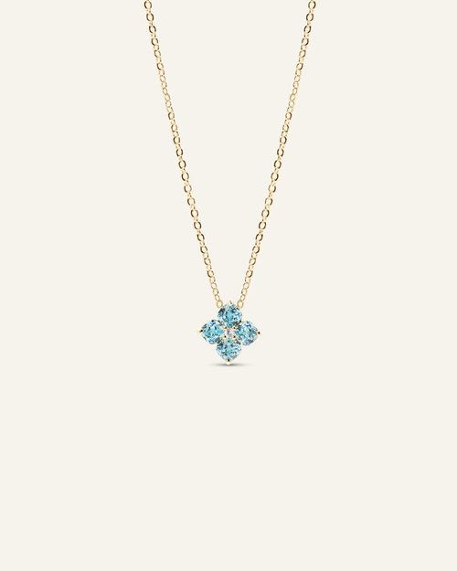Mini Crystal Hydrangea Necklace - Aqua