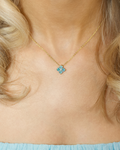 Mini Crystal Hydrangea Necklace - Aqua