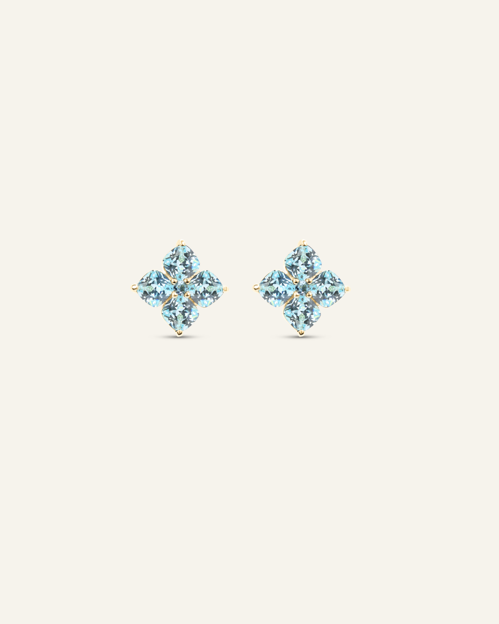 Mini Crystal Hydrangea Stud Earrings - Aqua