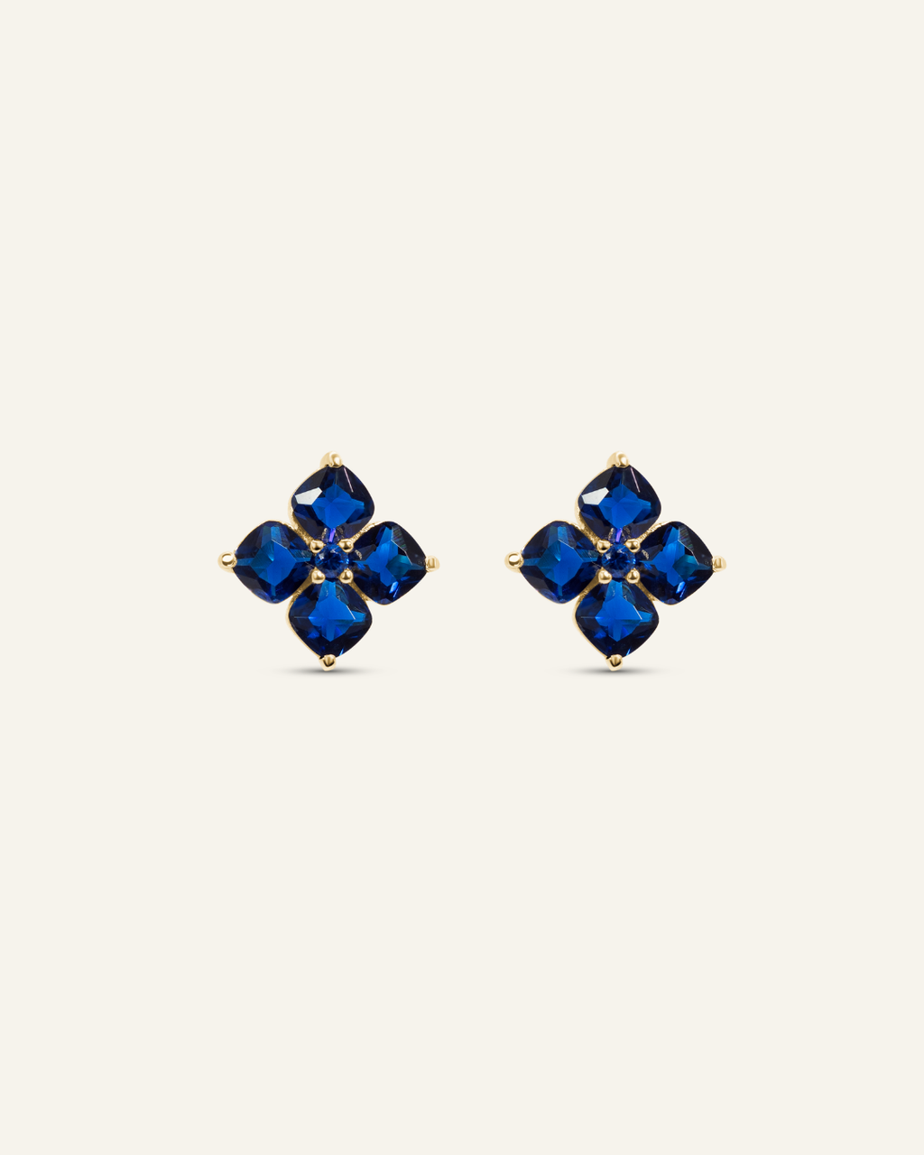 Crystal Hydrangea Stud Earrings - Blueberry
