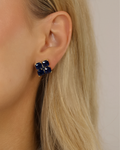 Crystal Hydrangea Stud Earrings - Blueberry