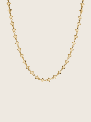 Micro Hydrangea necklace 14k gold plated brass with delicate flower shaped chain links