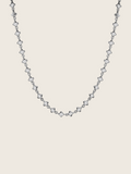 Micro Hydrangea necklace premium white gold plated brass with flower shaped chain links