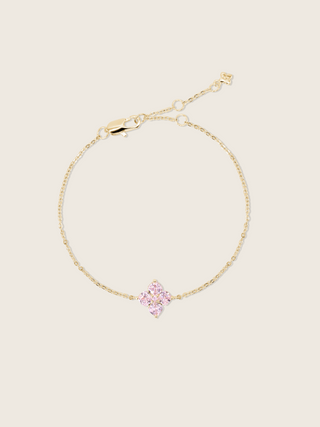 14k gold plated Mini crystal hydrangea bracelet with blush pink hydrangea motif, perfect for events and everyday glamour