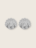 Muriel earrings with sculpted shell design, crafted from sterling silver and finished in premium White Gold plating